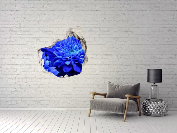 Finto buco nel muro 3D Fiore blu in un buco nel muro