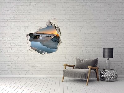 Trompe l'oeil buco nel muro Tramonto sulla spiaggia