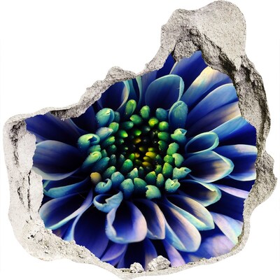 Finto buco nel muro 3D Un fiore dalle sfumature blu