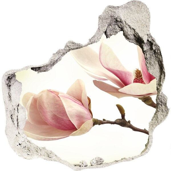 Finto buco nel muro 3D Fiore di magnolia nel cemento