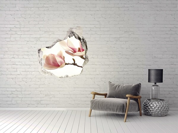 Finto buco nel muro 3D Fiore di magnolia nel cemento