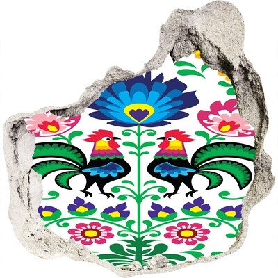 Trompe l'oeil buco nel muro Folclore floreale con finferli