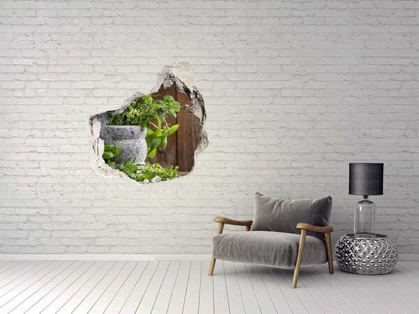 Trompe l'oeil buco nel muro Un giardino verde in una cavità di cemento