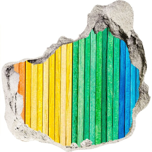 Adesivo effetto buco nel muro Tavole colorate in un buco nel muro