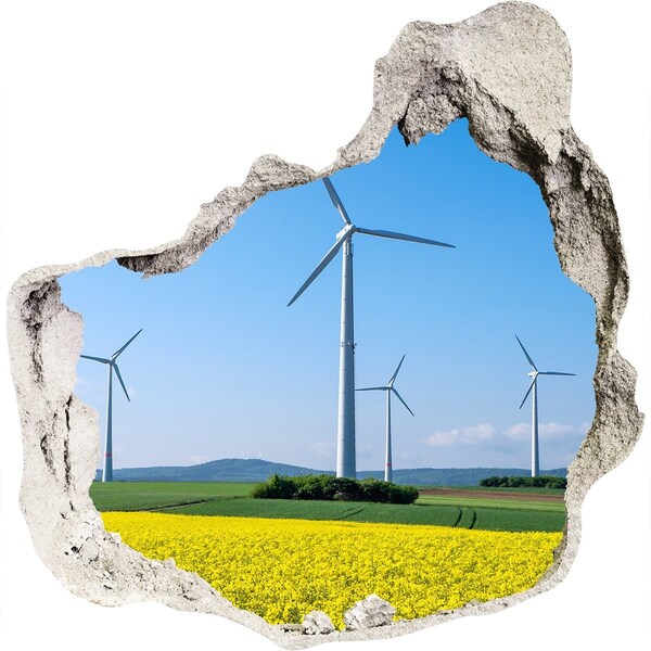 Finto buco nel muro 3D Fattorie ventose in campi verdi