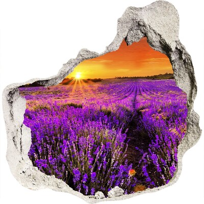 Finto buco nel muro 3D Campo di lavanda al tramonto