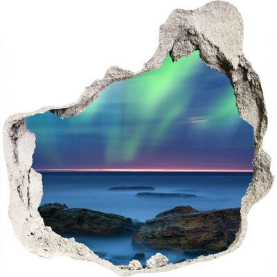 Finto buco nel muro 3D Aurora boreale sull'oceano