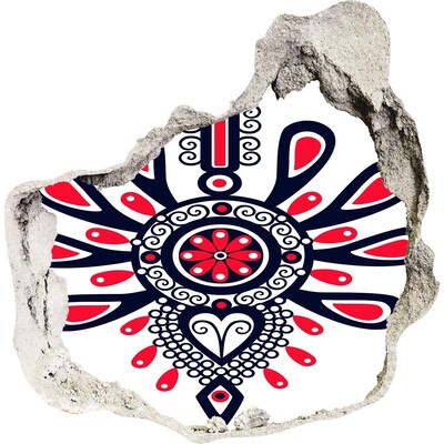 Trompe l'oeil buco nel muro Motivo etnico colorato in un buco nel muro