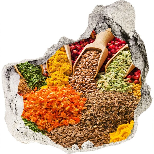 Finto buco nel muro 3D Spezie colorate nella piazza del mercato