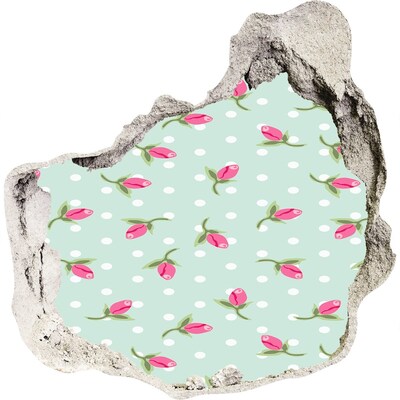 Finto buco nel muro 3D Motivo floreale su sfondo verde