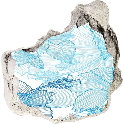 Adesivo effetto buco nel muro Il mondo sottomarino in blu