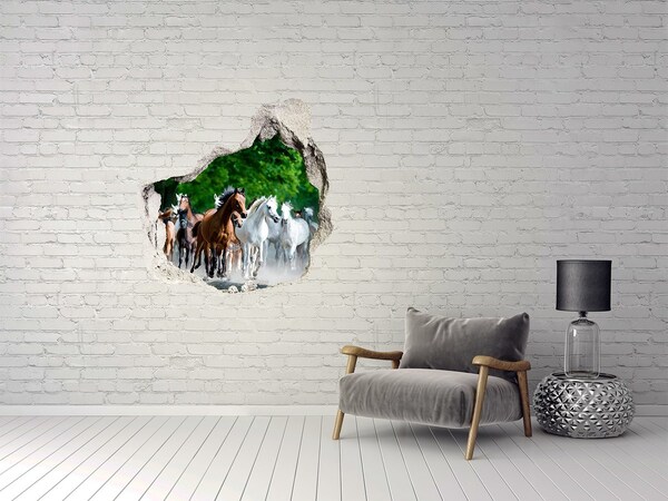 Finto buco nel muro 3D Una mandria di cavalli in fuga