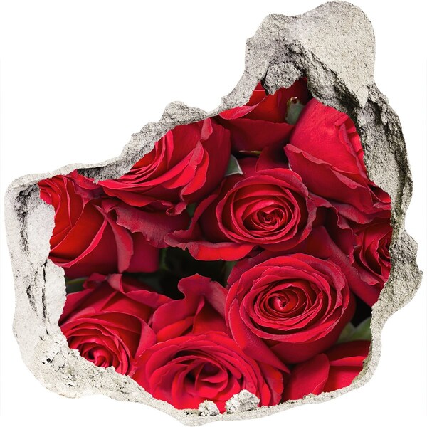 Finto buco nel muro 3D Un mazzo di rose rosse in un buco nel muro