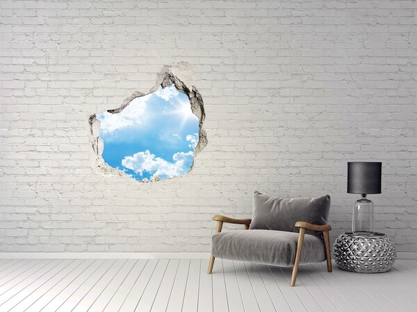 Trompe l'oeil buco nel muro Cielo azzurro con nuvole