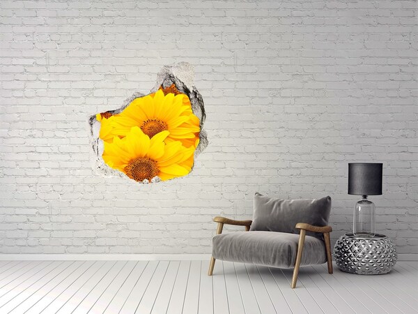 Trompe l'oeil buco nel muro Girasoli in un buco nel muro