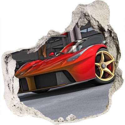 Finto buco nel muro 3D Un'auto sportiva in un muro in rovina