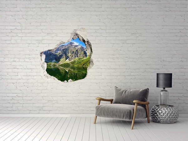 Trompe l'oeil buco nel muro Paesaggio montano con lago