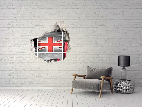 Adesivo effetto buco nel muro Paesaggio britannico in un buco nel muro