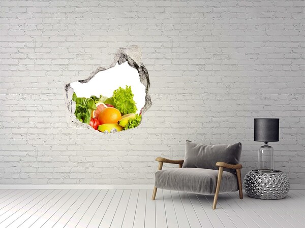 Finto buco nel muro 3D Frutta e verdura in un buco nel muro