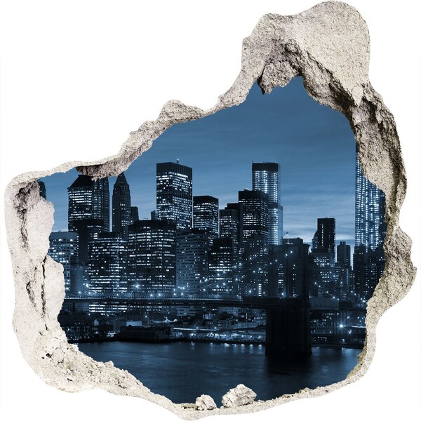 Finto buco nel muro 3D Veduta notturna di New York
