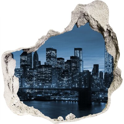 Finto buco nel muro 3D Veduta notturna di New York