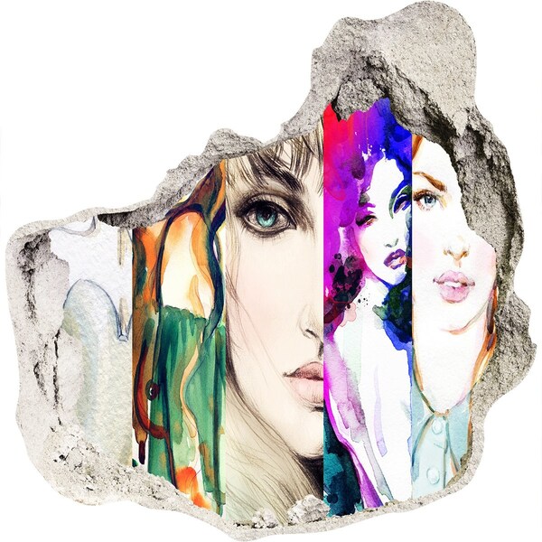 Adesivo effetto buco nel muro Ritratti femminili in un buco nel muro