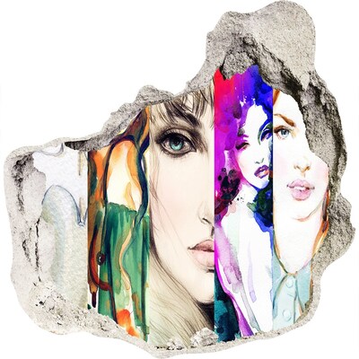 Adesivo effetto buco nel muro Ritratti femminili in un buco nel muro