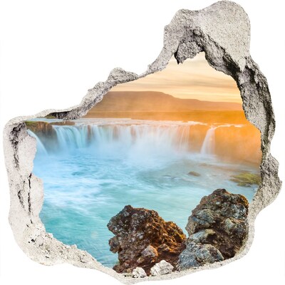 Adesivo effetto buco nel muro Cascata al tramonto