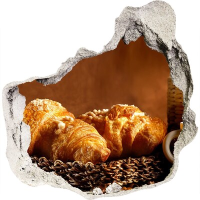 Adesivo effetto buco nel muro Deliziosi croissant in un posticino nascosto.