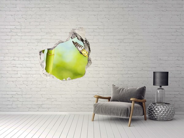 Finto buco nel muro 3D Farfalla nel giardino di bambù