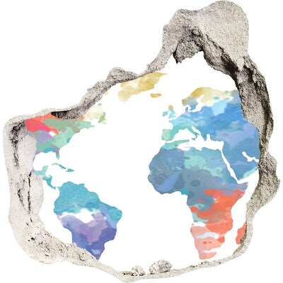 Finto buco nel muro 3D Mappa del mondo in un buco nel muro