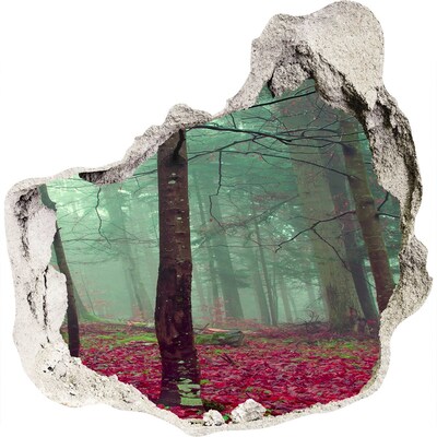 Trompe l'oeil buco nel muro Foresta incantata nella nebbia