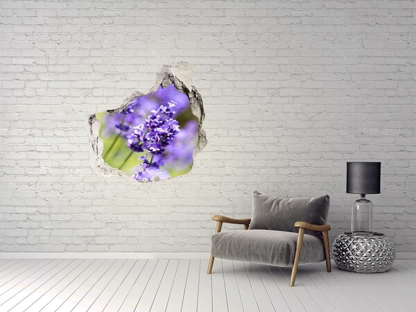 Finto buco nel muro 3D Fiori di lavanda in un buco virtuale
