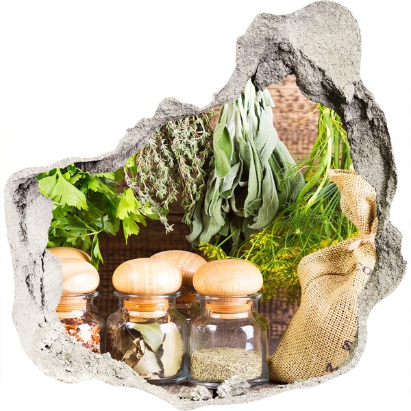 Adesivo effetto buco nel muro Angolo delle erbe aromatiche in cucina