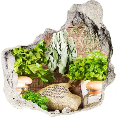 Finto buco nel muro 3D Cucina verde con erbe aromatiche