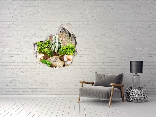 Finto buco nel muro 3D Cucina verde con erbe aromatiche