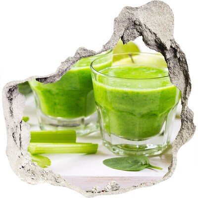 Trompe l'oeil buco nel muro Cocktail salutare verde