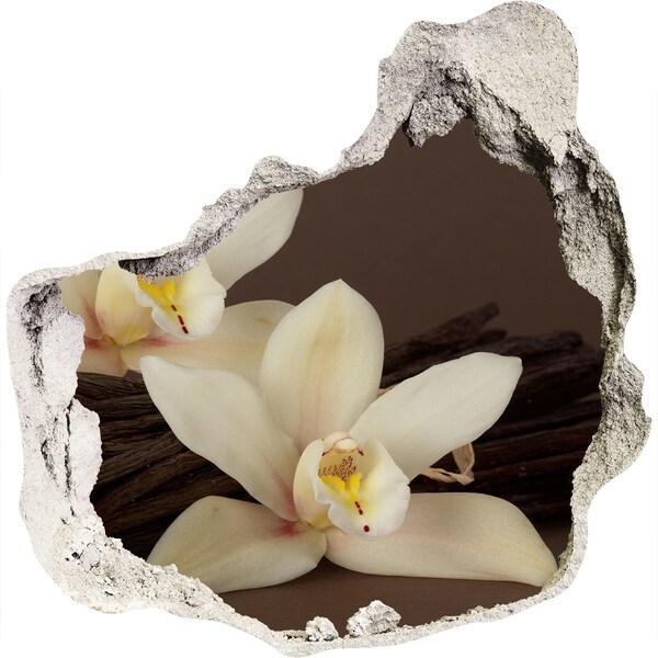 Adesivo effetto buco nel muro Fiori di orchidea in un muro danneggiato