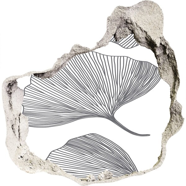 Adesivo effetto buco nel muro Foglie nel cemento