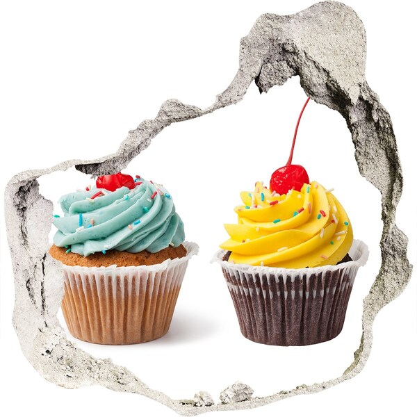 Trompe l'oeil buco nel muro Cupcake deliziosi in un posticino senza pretese.