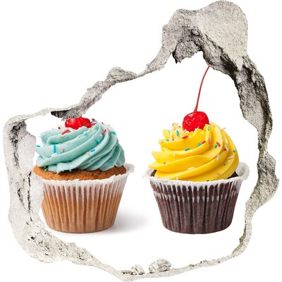 Trompe l'oeil buco nel muro Cupcake deliziosi in un posticino senza pretese.