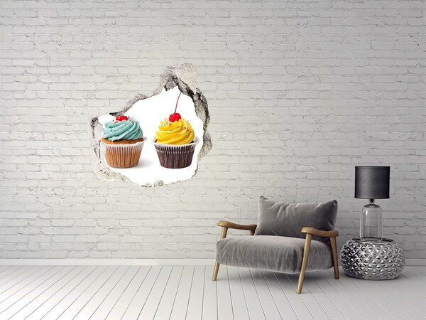 Trompe l'oeil buco nel muro Cupcake deliziosi in un posticino senza pretese.