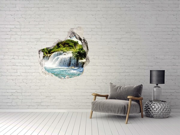 Adesivo effetto buco nel muro Una cascata immersa nel verde