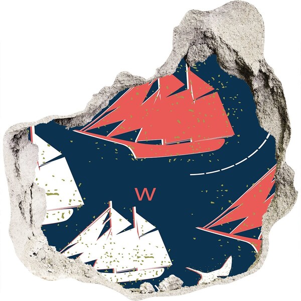 Adesivo effetto buco nel muro Navi in ​​mare