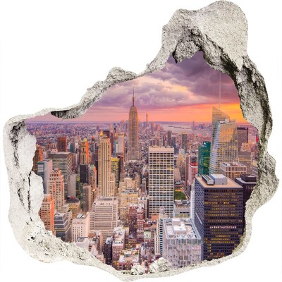Finto buco nel muro 3D New York al tramonto