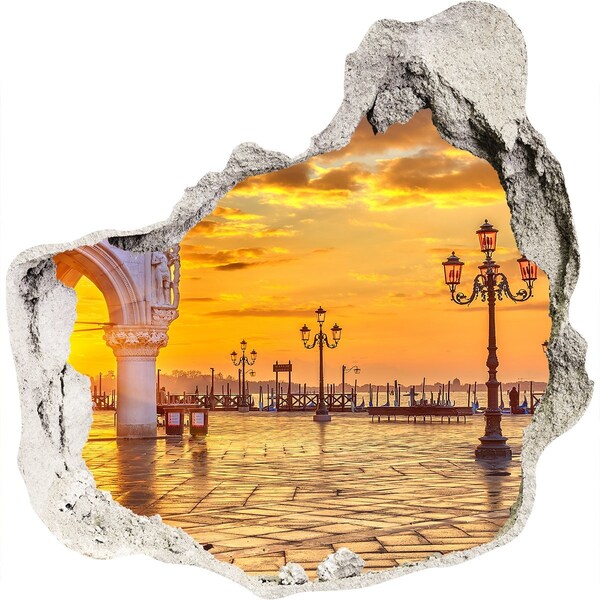 Trompe l'oeil buco nel muro Tramonto a Venezia