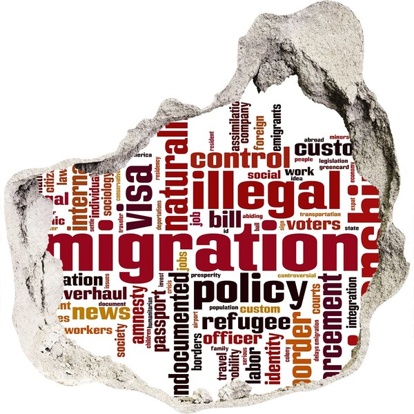 Trompe l'oeil buco nel muro Politica migratoria
