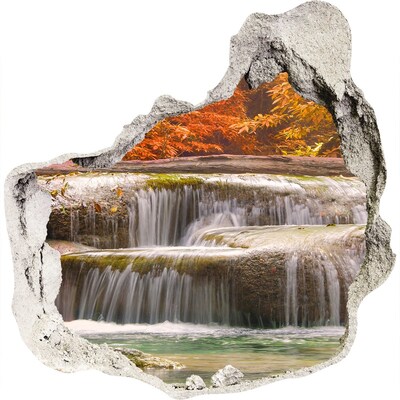 Finto buco nel muro 3D Cascata in un paesaggio autunnale
