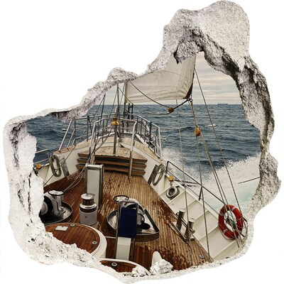 Trompe l'oeil buco nel muro Uno yacht in mare