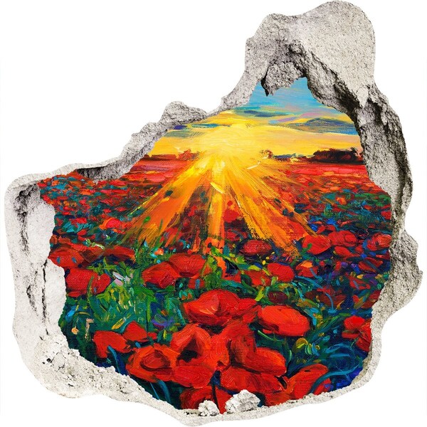 Finto buco nel muro 3D Prato fiorito al sole